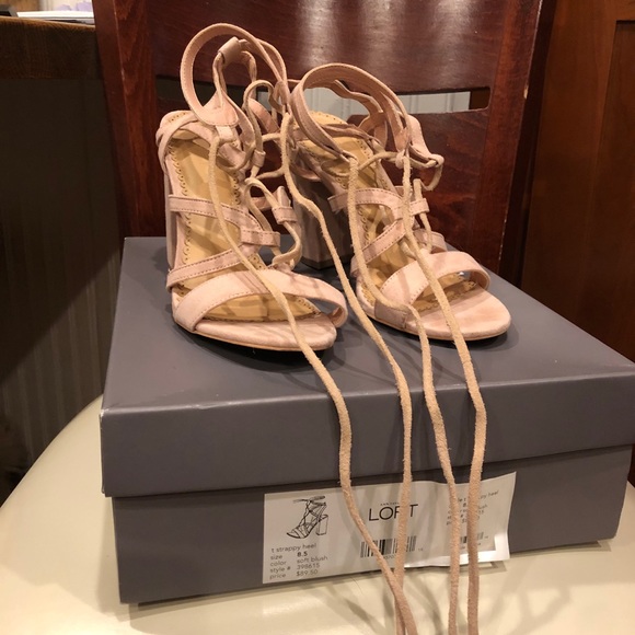Loft Soft Pink Lace-up Heels - Picture 1 of 6